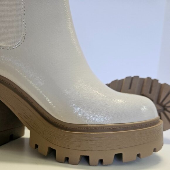 Round Mid Heel Chunky Block Heels Ankle Boots Women's Sz 6 Color Bone Round Toe - Picture 8 of 10